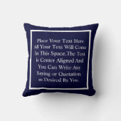 濃紺のモノグラムの引用語句をカスタマイズ クッション (裏面)