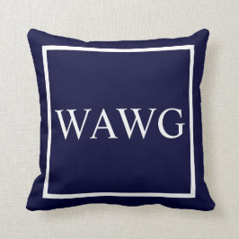 濃紺のモノグラムの文字をカスタマイズ クッション