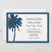 濃紺のヤシの木の結婚式招待状 招待状 (正面)
