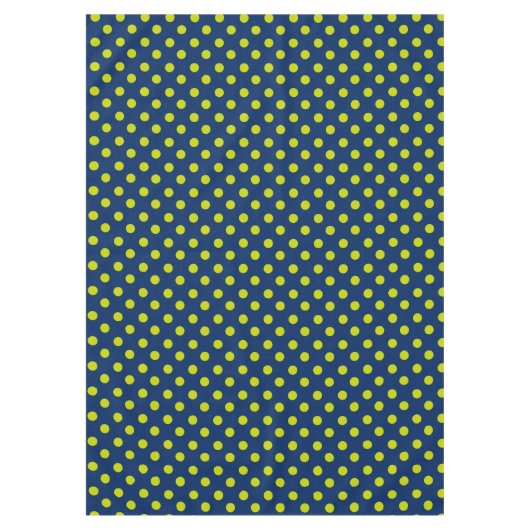 濃紺のライムグリーンの水玉模様 テーブルクロス (正面)