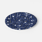 濃紺のラクロスの棒 ペーパープレート (アングル)