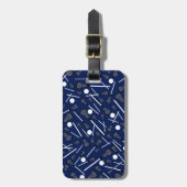 濃紺のラクロスの棒 ラゲッジタグ (正面縦)