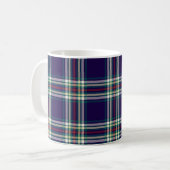 濃紺のヴィンテージの格子縞 コーヒーマグカップ (正面左)