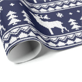 濃紺の公平な島のクリスマスのセーターパターン ラッピングペーパー (ロールコーナー)
