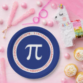 濃紺の円のPiの記号 ペーパープレート (パーティー)