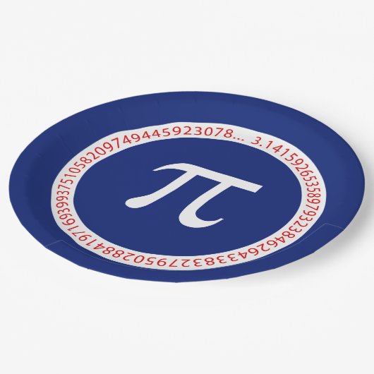 濃紺の円のPiの記号 ペーパープレート (アングル)