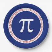 濃紺の円のPiの記号 ペーパープレート (正面)
