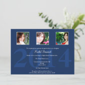 濃紺の写真の卒業の発表 招待状 (スタンド正面)