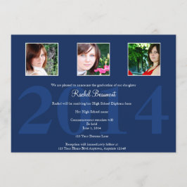 濃紺の写真の卒業の発表 招待状