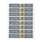 濃紺の卒業生のタイポグラフィの写真 ラップアラウンドラベル (シート)