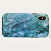 濃紺の大理石のパーソナライズなモノグラムの Case-Mate iPhoneケース (裏面(横))