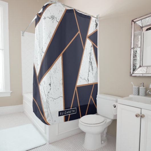 濃紺の大理石のモザイク シャワーカーテン (インサイチュ)