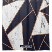 濃紺の大理石のモザイク シャワーカーテン (正面)