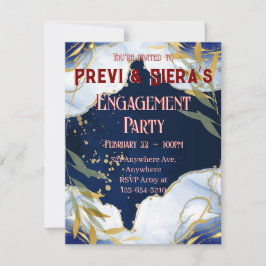 濃紺の大理石ゴールド 招待状