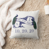 濃紺の孔雀の結婚式の恋人の枕 クッション (ブランケット)