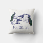 濃紺の孔雀の結婚式の恋人の枕 クッション (裏面)