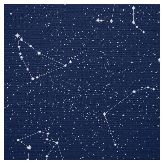 濃紺の星明かりの空が付いている(占星術の)十二宮図の星座 ファブリック (見本)