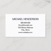 濃紺の最小主義のモダンな名刺 名刺 (裏面)