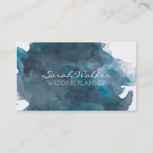 濃紺の水彩画の名刺 名刺 (正面)