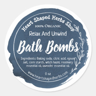 濃紺の水彩画の葉のBathの爆弾 ラウンドシール