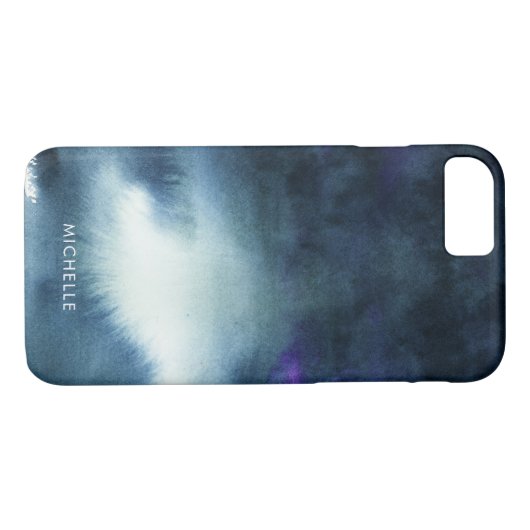 濃紺の水彩画グラデーションな|はあなたの名前を加えます Case-Mate iPhoneケース (裏面(横))