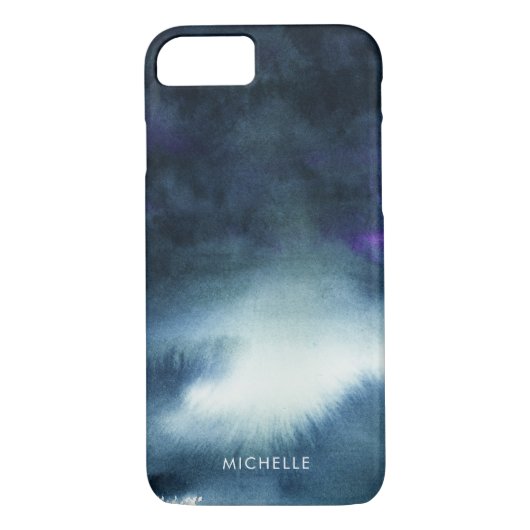 濃紺の水彩画グラデーションな|はあなたの名前を加えます Case-Mate iPhoneケース (裏面)