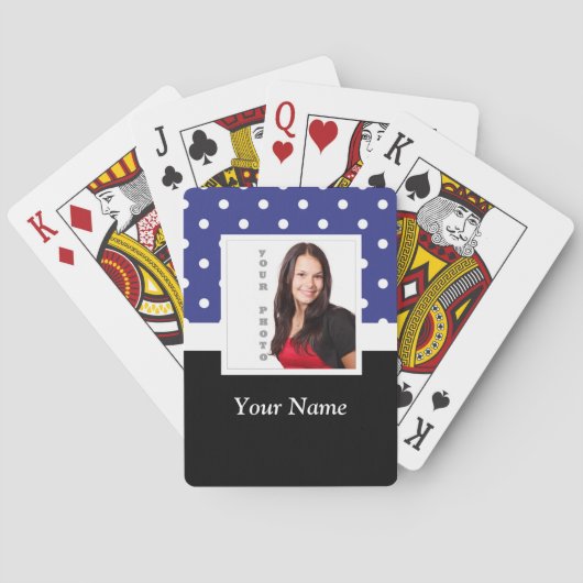 濃紺の水玉模様の写真テンプレート トランプ (裏面)