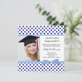 濃紺の水玉模様の卒業パーティー 招待状 (スタンド正面)