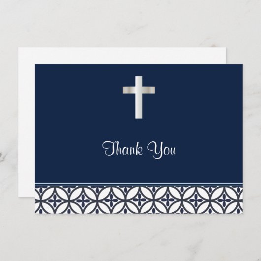 濃紺の洗礼は感謝していしています サンキューカード (正面/裏面)