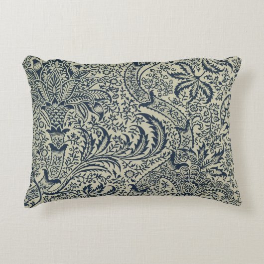 濃紺の海藻スタイルのデザインの壁紙 アクセントクッション (正面)