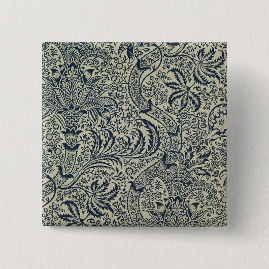 濃紺の海藻スタイルのデザインの壁紙 缶バッジ (正面)