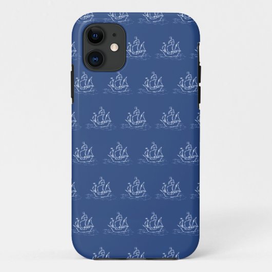 濃紺の海賊船パターン Case-Mate iPhoneケース (裏面)