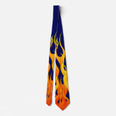 濃紺の炎の火を競争させるクラシック ネクタイ (裏面)