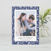 濃紺の点々のあるな緑のカスタムな写真の休日カード シーズンカード (スタンド正面)