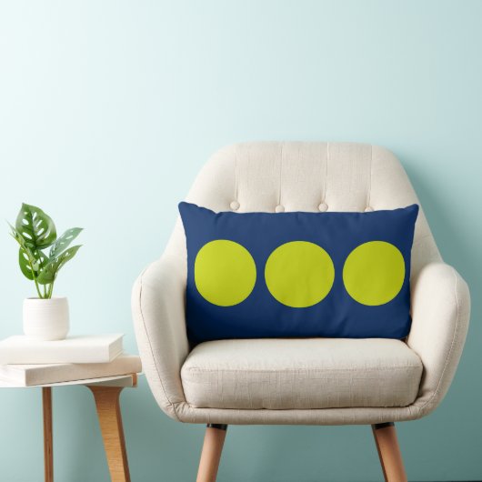 濃紺の熱帯ライムの水玉模様 ランバークッション (椅子)