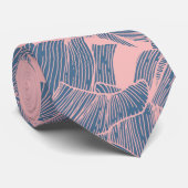 濃紺の珊瑚のピンクのバナナはパターンを去ります ネクタイ (ロール)