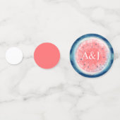 濃紺の珊瑚のピンクの素朴な結婚式のスイカ コンフェッティ (正面)