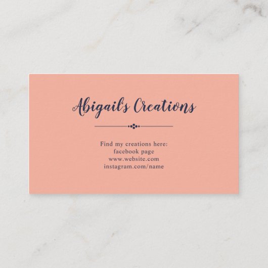 濃紺の珊瑚のBoho花フレームは感謝していしています 名刺 (裏面)