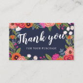 濃紺の珊瑚のBoho花フレームは感謝していしています 名刺 (正面)