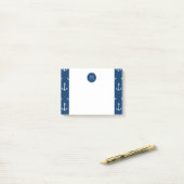 濃紺の白いいかりパターン、あなたのモノグラム ポストイット (デスク上)