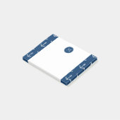 濃紺の白いいかりパターン、あなたのモノグラム ポストイット (アングル)