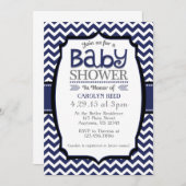 濃紺の白いシェブロンのベビーシャワーの招待状 招待状 (正面/裏面)