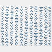 濃紺の白い三角形の矢パターン フリースブランケット (正面(横))