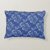 濃紺の白い花のモノグラムの装飾用クッション アクセントクッション (裏面)