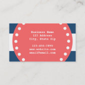 濃紺の白のストライプパターン、珊瑚のモノグラム 名刺 (裏面)