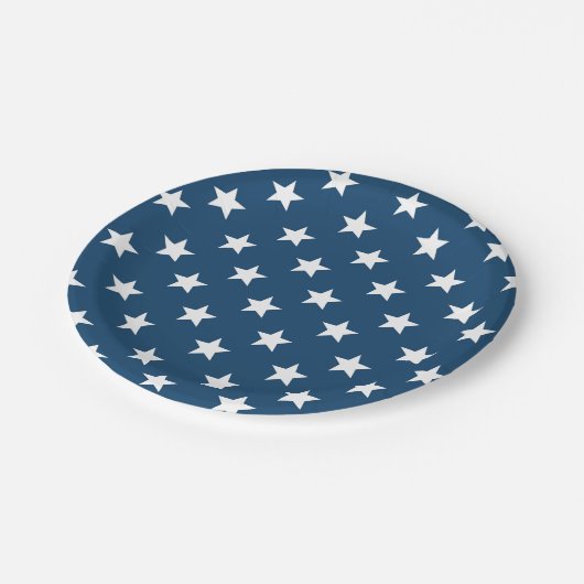 濃紺の白の独立記念日の星 ペーパープレート (アングル)