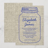 濃紺の素朴なメーソンジャーの結婚式招待状 招待状 (正面/裏面)