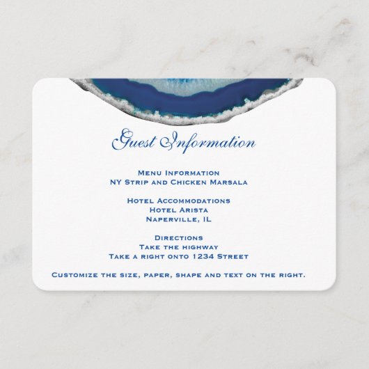 濃紺の結婚式は情報カード|瑪瑙を詳しく述べます エンクロージャーカード (正面)