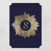 濃紺の結婚式メニューの陸軍少佐の階級章 メニュー (裏面)