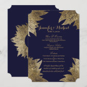 濃紺の結婚式メニューの陸軍少佐の階級章 メニュー (正面/裏面)